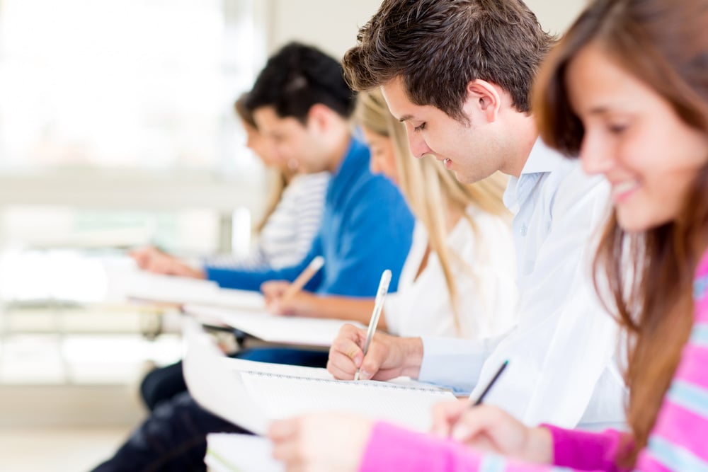 Group of students taking a exam at the university